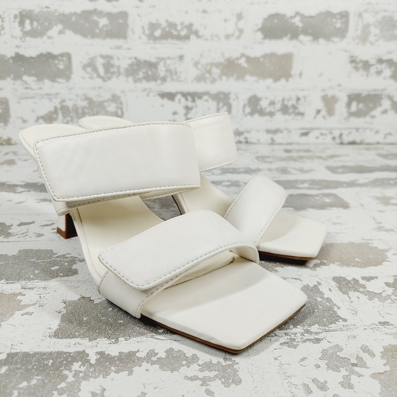 Open Edit Edquincy White Slip On Summer Heeled Sandals O353 - Picture 4 of 13